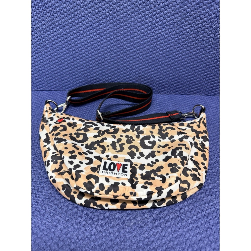 Brighton Spotted Love Swing Bag Womens Medium Brown Leopard Print Crossbody